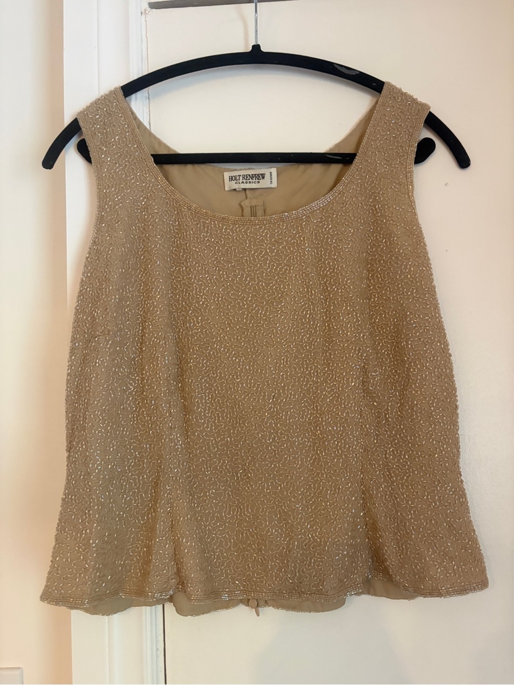 Vintage Beaded Cream Sleeveless Evening Top